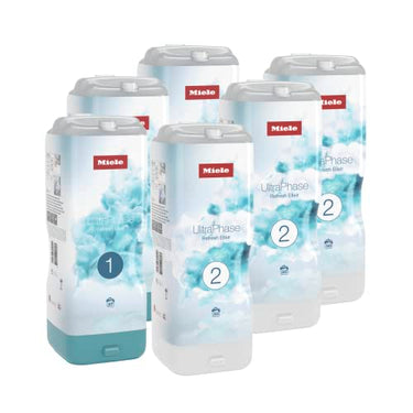 Miele Original Zubehör – UltraPhase 1 und UltraPhase 2 Refresh Elixir Waschmittel und Waschmaschinenreiniger – Halbjahresvorrat – 6 Kartuschen(12275880) im Sale